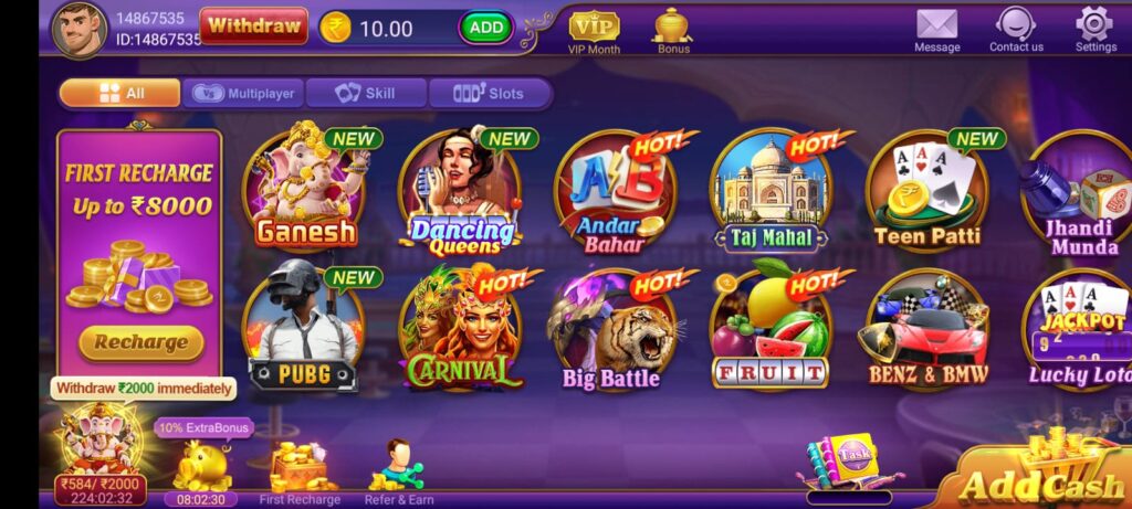 Available All Games In Teen Patti Wingo App