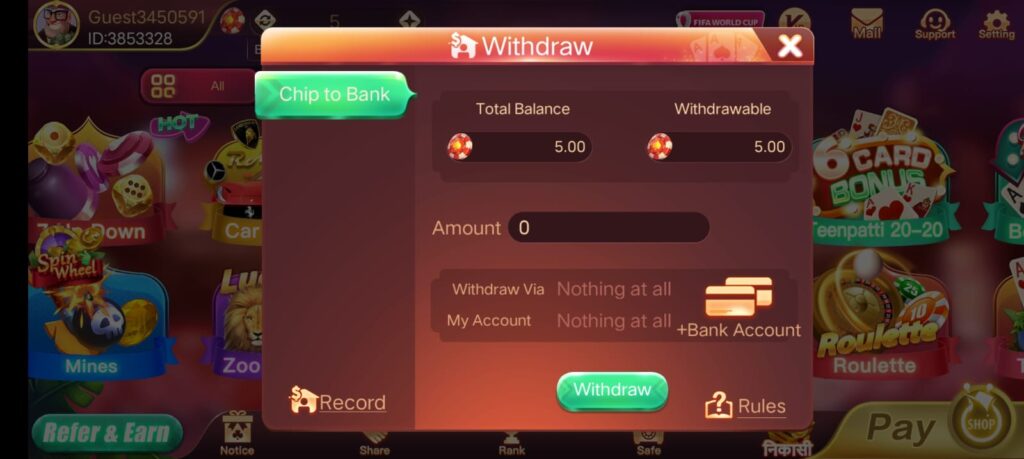 Withdraw Money Process In Rummy East App