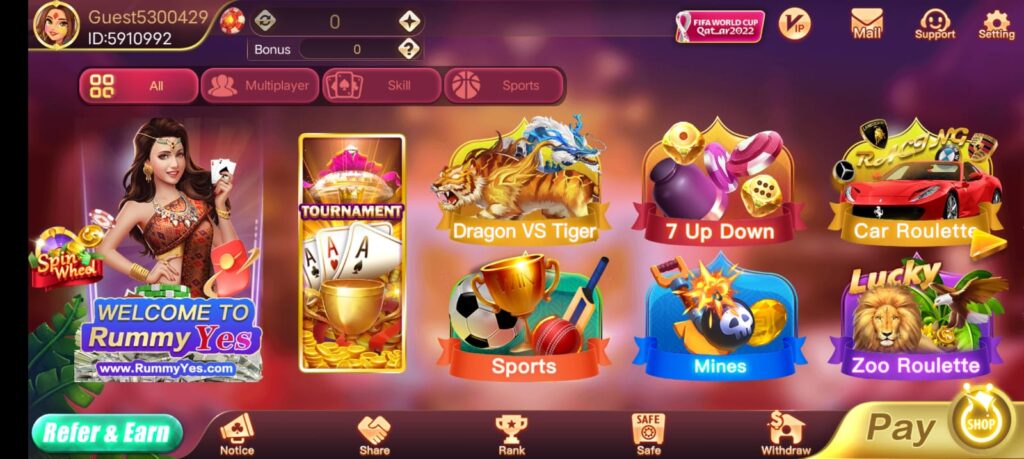 Available Games on Teen Patti Pro App