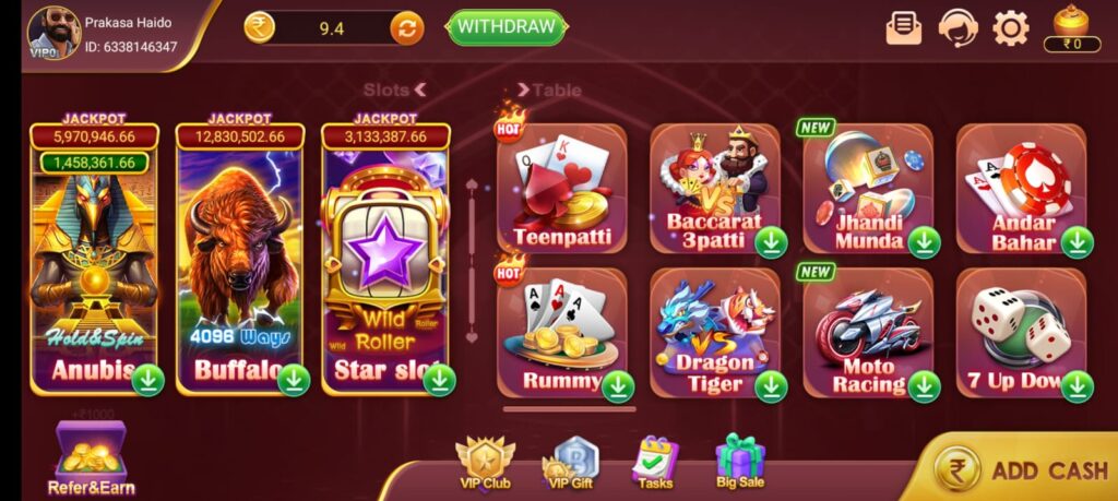 All trending games in Teen Patti Super Club application