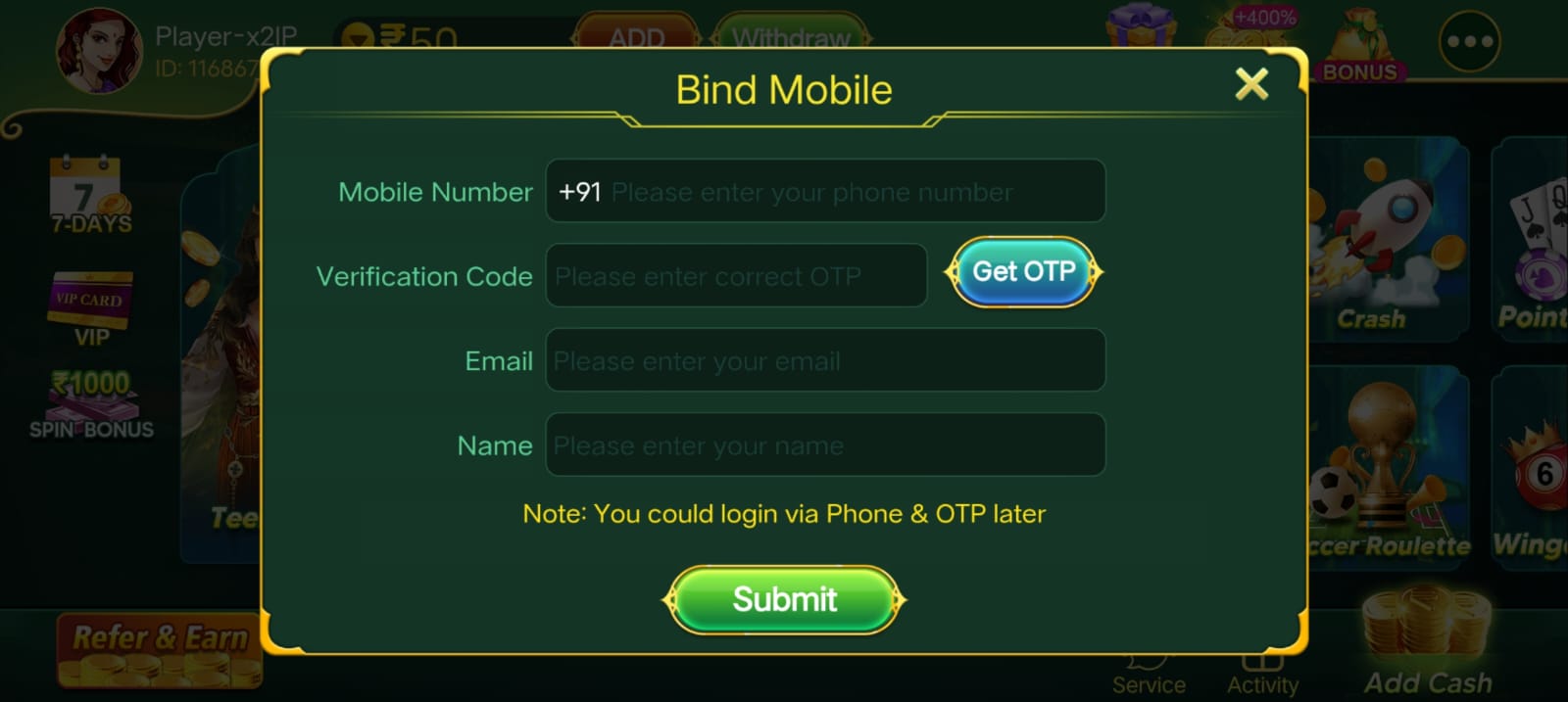 Withdraw From Epic Teen Patti Apk